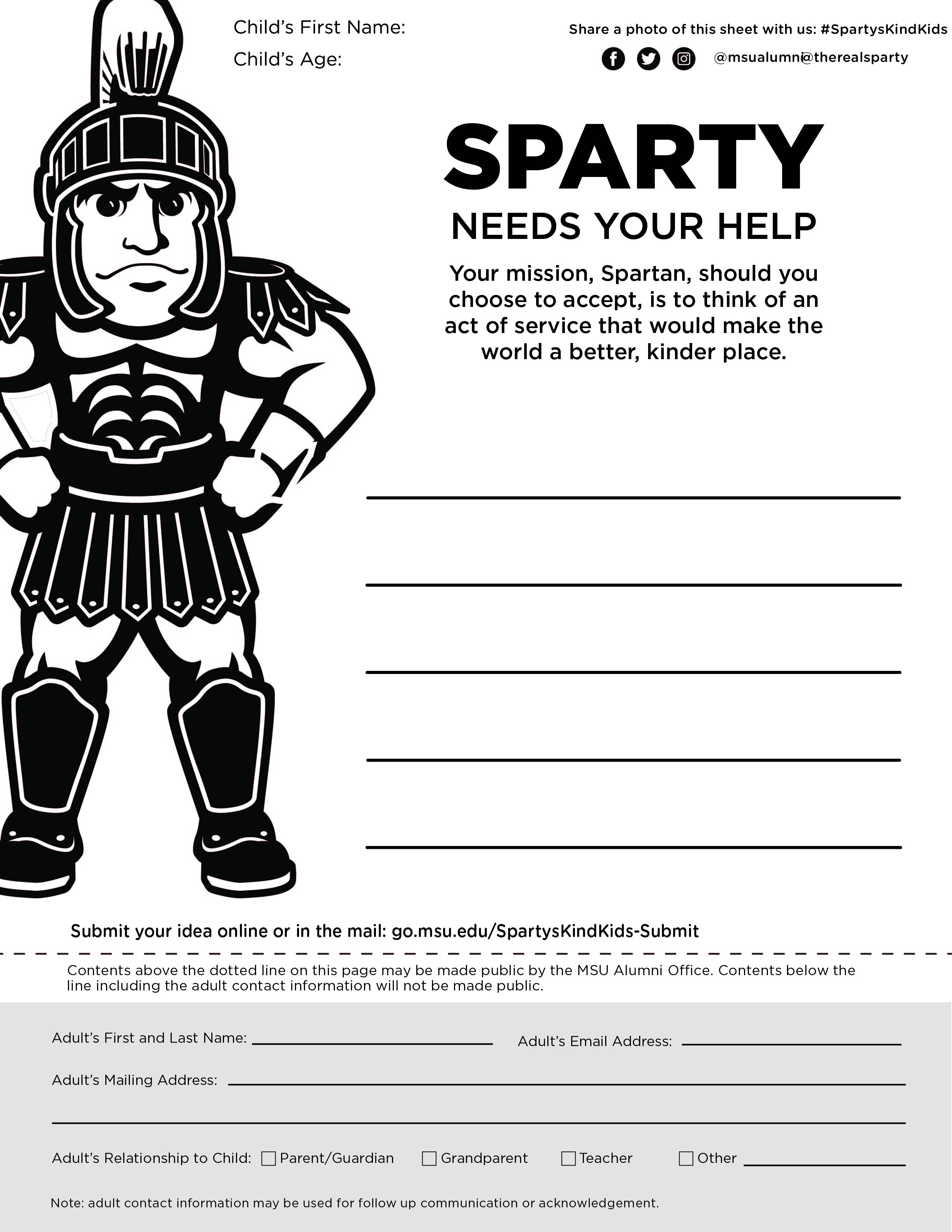 Photos of worksheet with Sparty