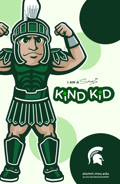 Illustration of Sparty with text, 