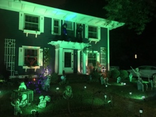 A Spartan's front yard glowing green